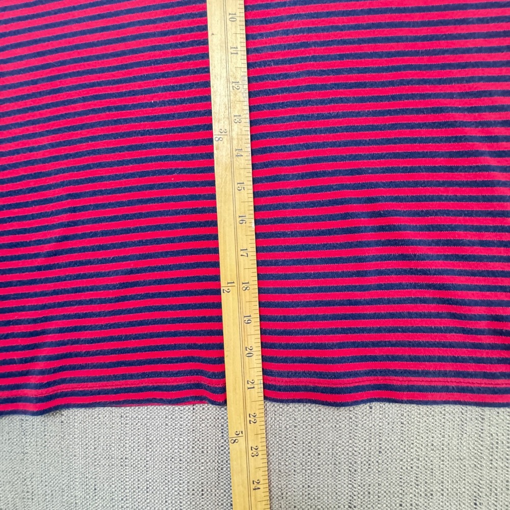 Lauren Ralph Lauren Red Navy Striped Turtleneck Crest Logo Cotton Top Large - Picture 6 of 8